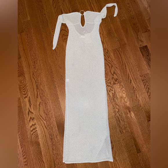 MONTEGO BANDEAU DRESS - IVORY LUREX LACE CROCHET Size P - Picture 6 of 12